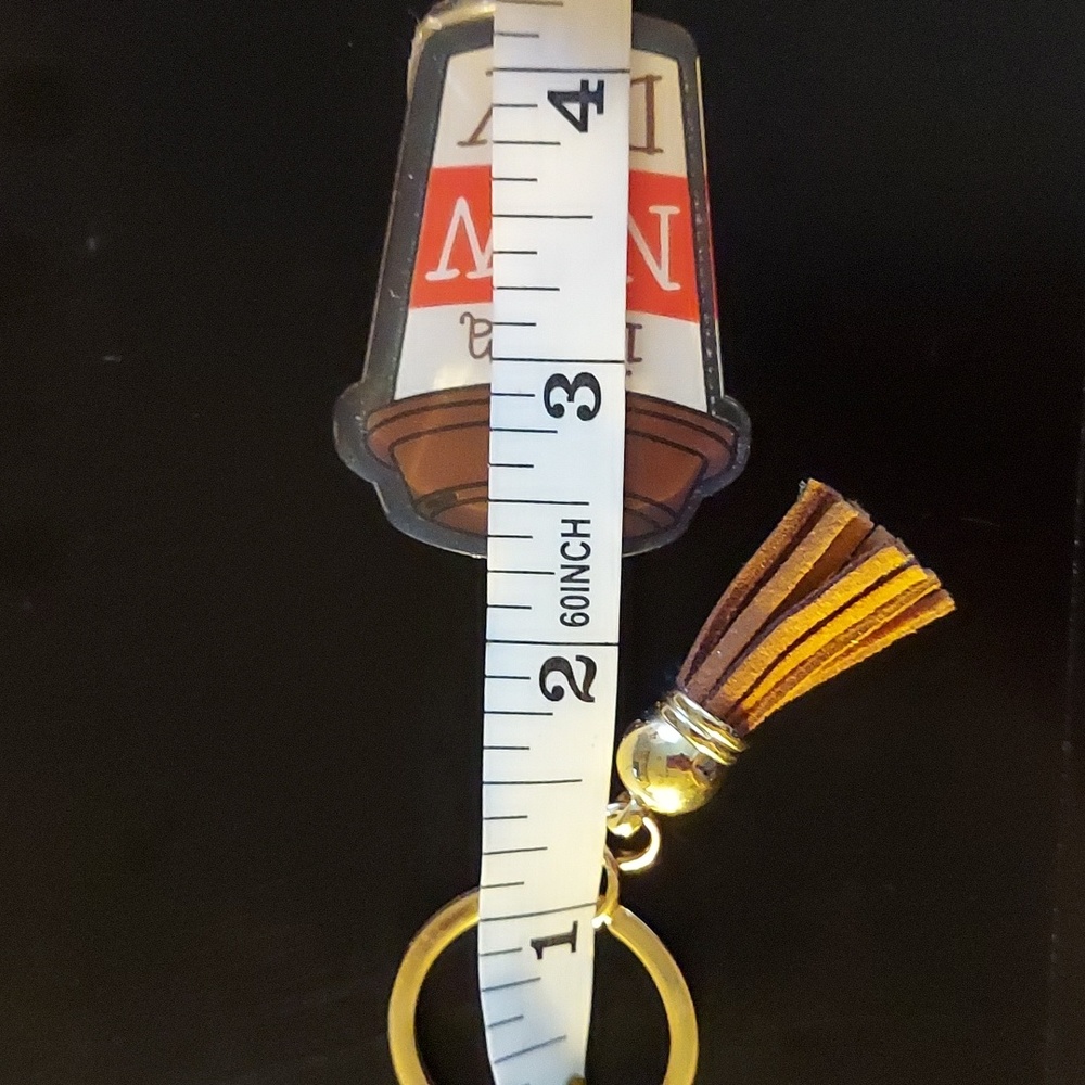 "It's a New Day" Coffee Key Chain with Tassle - Picture 3 of 3